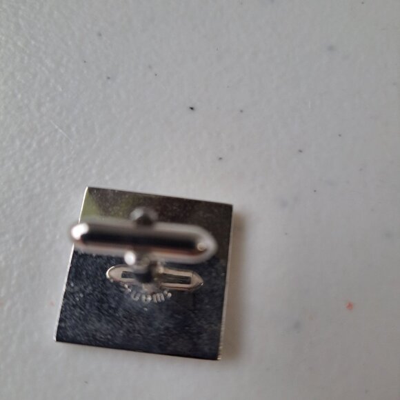 VTG Swank Silver-Tone Square Cufflinks Abstract Silhouettes 1" Men Formal Career - Picture 6 of 6